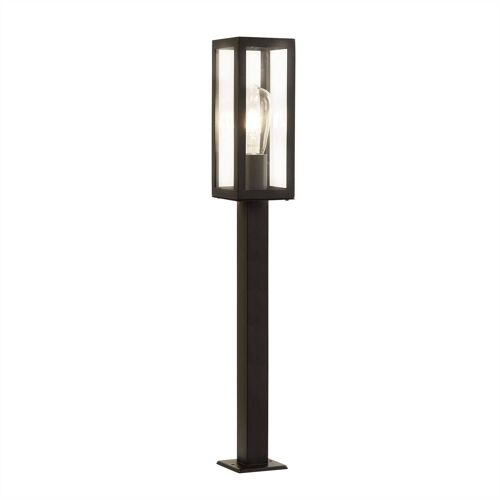 Searchlight Box - Borne D'extérieur Haute À 1 Ampoule Noire Avec Verre Transparent Ip44, E27
