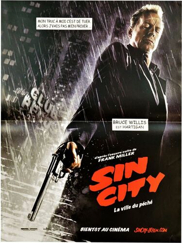 Sin City (Bruce Willis) - Véritable Pré-Affiche De Cinéma Pliée - Format 40x60 Cm - De Robert Rodriguez Avec Jessica Alba, Benicio Del Toro, Mickey Rourke, Clive Owen, Rosario Dawson - 2005