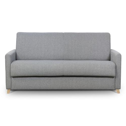 Canapé Convertible 3 Places Scandinave Gris Clair Avec Matelas 18 Cm Skandy