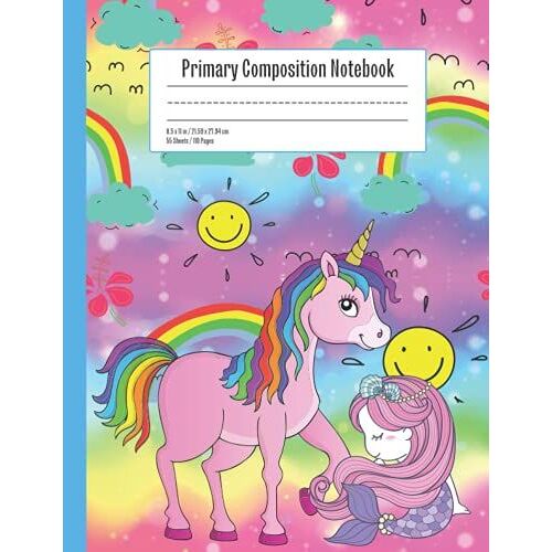 Primary Composition Notebook: Primary Journal Preschool Grades K-2 Handwriting Practice Book | Dotted Midline And Creative Picture Space | Colorful ... Design For Kids | Adorable Gift For Girls