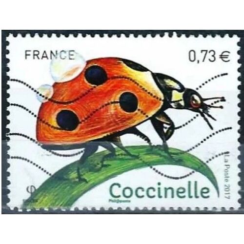 France 2017, Beau Timbre Yvert 5147, Série Insectes, La Coccinelle, Oblitéré, Tbe -
