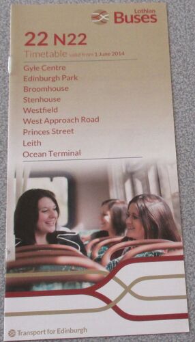 Dépliant D'horaires Et Trajet DUn Bus Anglais : Le 22 N 22 À Edimbourg (Ecosse) - En Langue Anglaise - 1/6/2014 