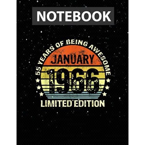 January 1966 55th 55 Years Of Being Awesome / Notebook Journal Line / Large 8.5''x11''