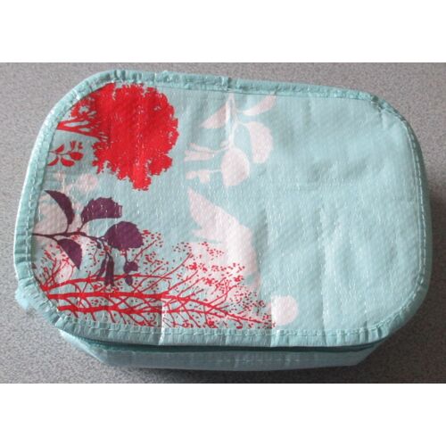 Mini Sac Isotherme Avec 1 Poignée De Portage - Fermeture Éclair - Turquoise - Décoré Arbre Et Feuillage Rouge/Blanc/Violet 
