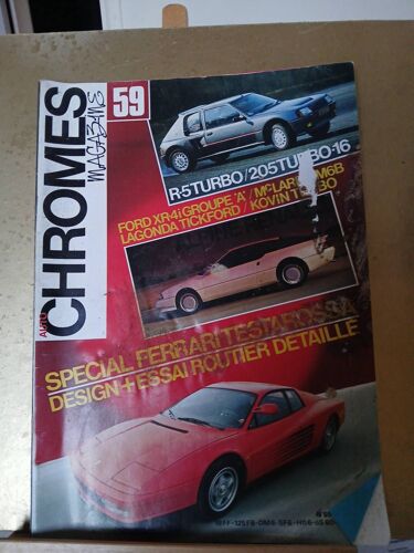 Auto Chromes Magazine 59 03/85 Testarossa R5 T 205 T16 Mclaren M6b Alpine Gta