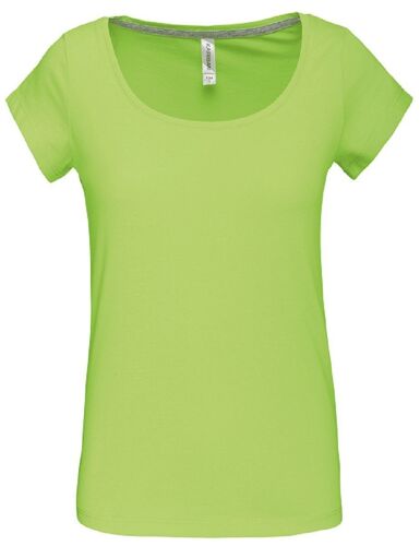 T-Shirt Col Bateau - Femme - K384 - Vert Lime
