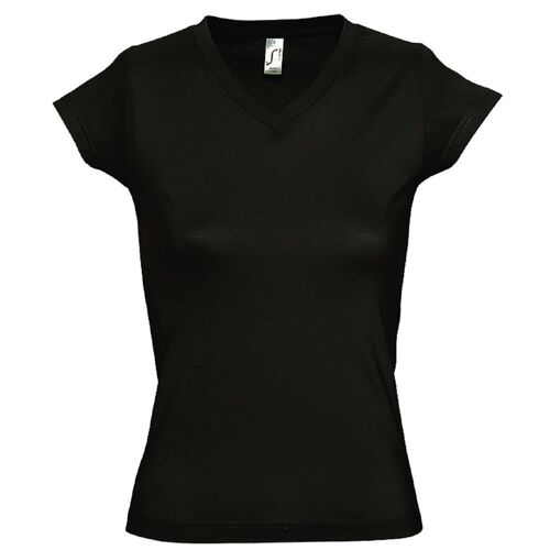 T-Shirt Manches Courtes Col V - Femme - 11388 - Noir