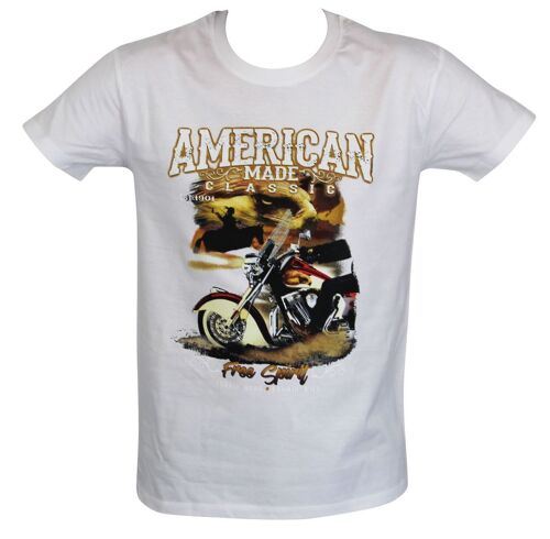 T-Shirt Homme Manches Courtes - Biker Usa 20329 - Blanc