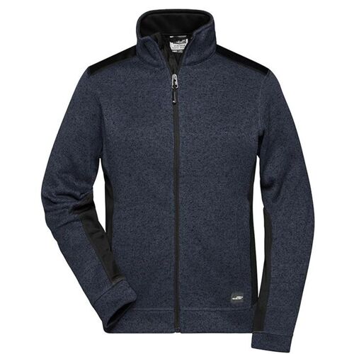 Veste Polaire Tricot De Travail - Femme - Jn861 - Gris Carbone Mélange Noir