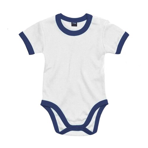 Body Bébé Jambes Manches Courtes - Bz19 - Blanc Et Bleu Marine