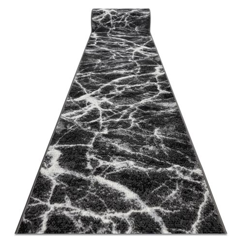 60x200 Cm Tapis De Couloir Bcf Morad Marmur Marbre Anthracite / Noir 60 Cm