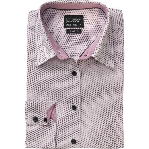 Chemisier Manches Longues - Jn671 - Femme - Blanc - Rouge - Motifs Wings