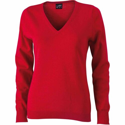 Pull Classique Col V - Femme - Jn658 - Rouge