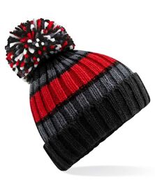 Bonnet À Pompon Adulte - B392 - Noir Et Rouge