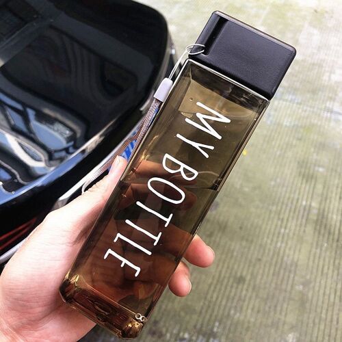 401-500ml - Rround Violet - Bouteille D'eau Carrée En Plastique Transparent Avec Ulportable, Bouteille De Sport Étanche, Tasse À Cliquets, Extérieur, Jus Froid, Lait