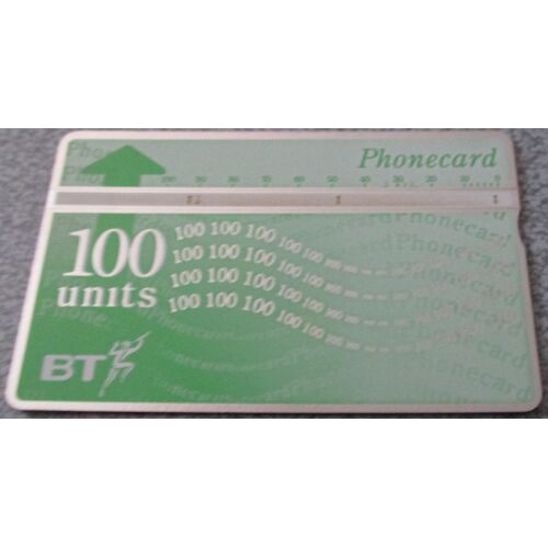Carte Téléphonique Anglaise - B T Phonecard - 100 Units - Fond Vert - Crédit Utilisé 