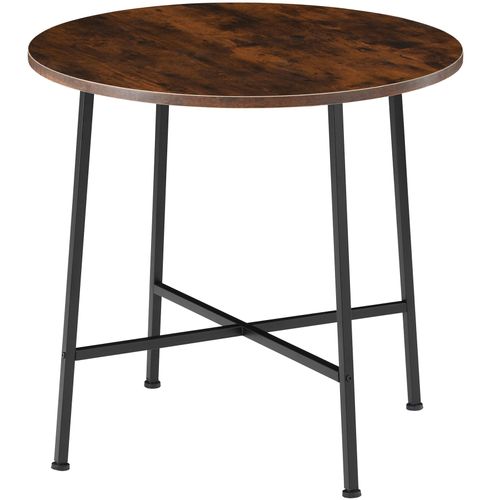 Table De Salle À Manger Industrielle Ronde Ennis 80x76cm - Bois Foncé Industriel