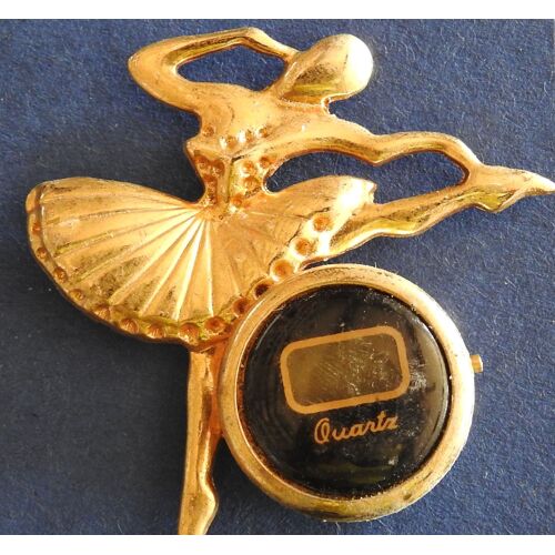 Pins / Pin's Danseuse Classique Et Montre Dorés