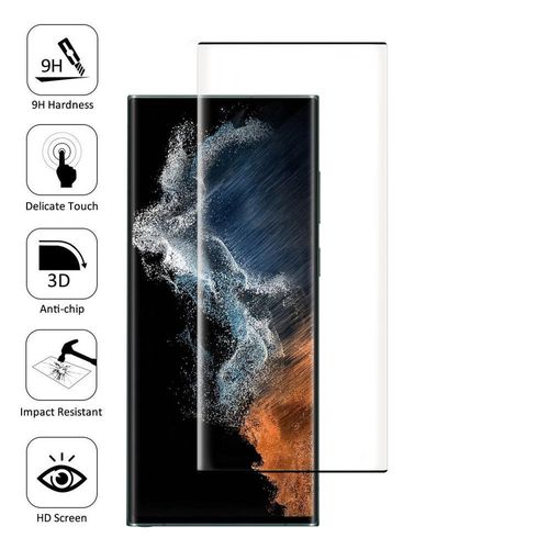 1 Film En Verre Trempé Pour Samsung Galaxy S22 Ultra 5g 6.8" Bord Incurvé Resistant - Transparent