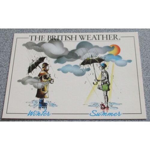 Carte Postale Couleurs Amusante Sur Le Temps Britannique En Hiver Et En Été - Texte En Anglais Mais Très Compréhensible Par L'image - 10x15cm - Non Écrite 