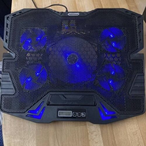 REFROIDISSEUR COOLER TOPMATE C5 DE PC PORTABLE 5 VENTILATEURS LUMINEUX BLEU PLAQUE RAFFRAICHISSANTE ORDINATEUR TABLETTE INFORMATIQUE SANS ACCESSOIRE