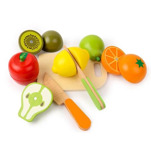 Ensemble de Dinette Classique en Bois Éducatif Montessori, Jeu de Cuisine, Jouet, Coupe de Fruits et Légumes, Simulation pour Faire Comme les Grands, Joli Cadeau pour Enfant-Q