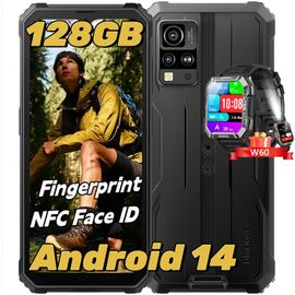 Blackview BV4800 Pro Téléphone portable Incassable Android 14 12Go+128Go 6.56" 5180mAh 16MP+8MP NFC Noir avec Smartwatch Blackview W60