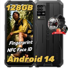 Blackview BV4800 Pro Smartphone Incassable Android 14 Octa-Core 12Go+128Go Écran 6.56" 5180mAh 16MP+8MP NFC Noir avec Smartwatch W50 Pro