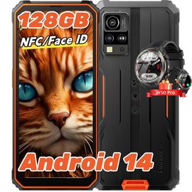 Blackview BV4800 Pro Smartphone Incassable Android 14 Octa-Core 12Go+128Go Écran 6.56" 5180mAh 16MP+8MP NFC Orange avec Smartwatch W50 Pro