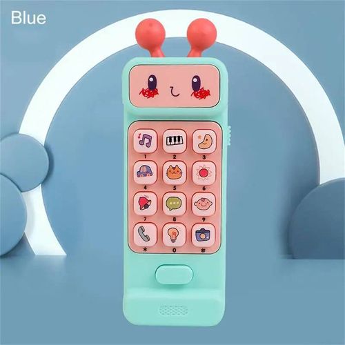 Jouet de téléphone pour bébé, contrôle de la musique, jouet de sommeil, jouet de simulation TeWindsor, jouets musicaux pour bébés-Blue