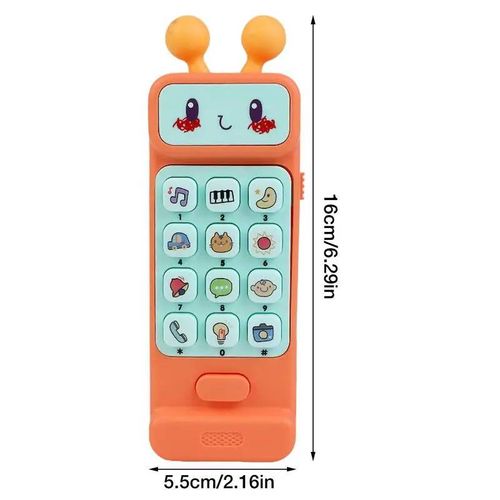 Jouet de téléphone pour bébé, contrôle de la musique, jouet de sommeil, jouet de simulation TeWindsor, jouets musicaux pour bébés-Orange