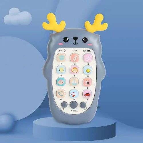 Téléphone électronique bilingue TeWindsor pour bébé, jouet vocal musical, machine d'apprentissage précoce, cadeau pour enfants-Fawn Blue