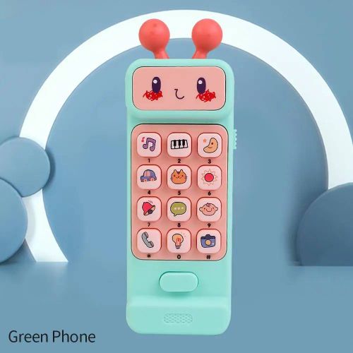 Téléphone électronique bilingue TeWindsor pour bébé, jouet vocal musical, machine d'apprentissage précoce, cadeau pour enfants-Green Phone