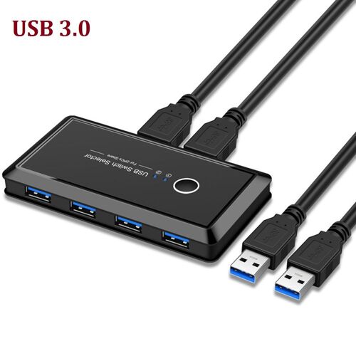 Commutateur KVM USB 3.0/2.0, commutateur de partage, 2 ports, pc, 4 appareils pour clavier, souris, imprimante, moniteur