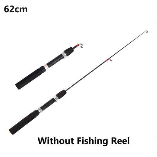 Canne À Pêche Légère D'hiver Sur Glace, Courte, Télescopique, Antidérapante, Poignée En Bois, Rétractable, Pour Eau Douce