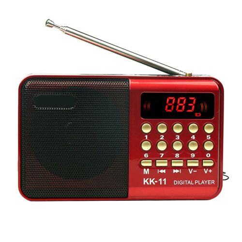 Mini Radio FM numérique Portable avec antenne télescopique Rechargeable, Support de haut-parleur, carte USB TF, lecteur de musique MP3