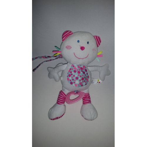 Doudou Musical Chat Chaton P'tit Bisou Aubert Boite À Musique Collection Jardin De Fleurs Blanc Rose Jouet Eveil Bebe Naissance 28 Cm