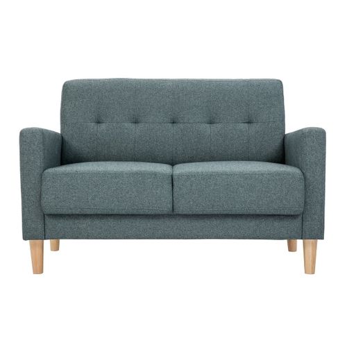 Canapé Scandinave 2 Places En Tissu Vert De Gris Et Bois Clair Moon