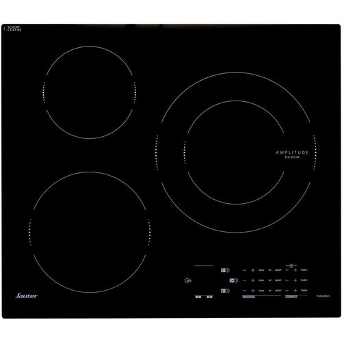 Sauter SPI4368B - Table de cuisson à induction - 3 plaques de cuisson - Niche - largeur : 56 cm - profondeur : 49 cm - noir - avec avant biseauté