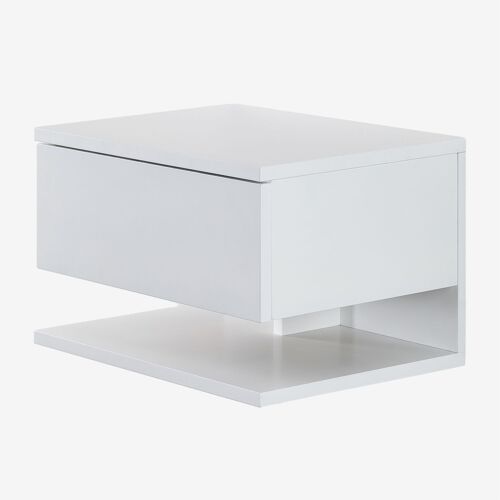 Pack de 2 tables de chevet flottantes rectangulaires 40x30 cm avec tiroir Griviza Blanc
