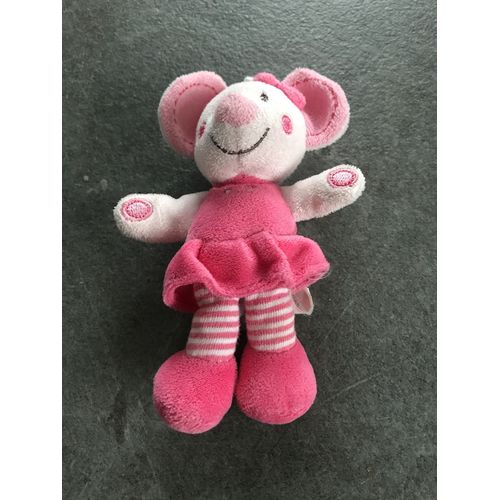 Petit Doudou Souris Rose Nicotoy 13cm