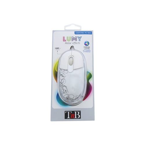 T'nB LUMY - Souris - optique - 2 boutons - filaire - USB - blanc