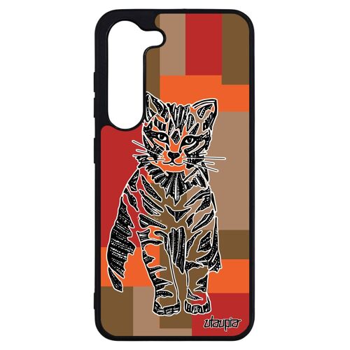 Coque Chat Samsung S23+ Plus Silicone Felin Cadeau De Noel Marron Cube Chaton Bengal Antichoc Matou Dessin Petit Original 4g Galaxy