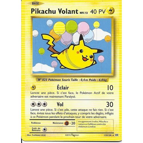 Carte Secréte Pikachu Volant 110/108 - Xy Evolutions
