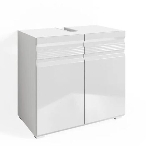 Vicco meuble sous vasque simple Freddy, Blanc Haute brillance, 60 x 56 cm
