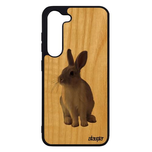 Coque S23 Bois Silicone Lapin Housse Animal Dessin Nature Animaux Jolie Lièvre Portable De Paques Gris Design Lapine Samsung Galaxy