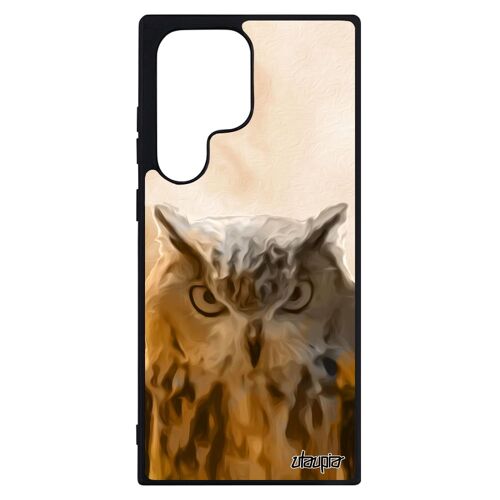 Coque Samsung S23 Ultra En Silicone Hibou Animaux Chouette Design Etui Oiseau Animal Mobile Noir Orange Ciel Nuage Galaxy