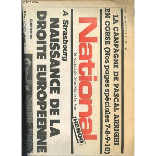 National Hebdo Le Journal De Jean Marie Le Pen - N°12 - Vendredi 27 Juillet 1984