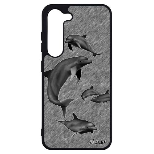 Coque Silicone Pour Galaxy S23+ Plus Dauphin Effet Dessin Unique Fonds Marins Caoutchouc Case Marsouin De Protection Design Samsung