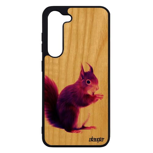 Coque S23 En Bois Silicone Ecureuil Animaux Mignon Foret Nature Peinture Gel Bumper Design Case Personnalisé Animal Samsung Galaxy